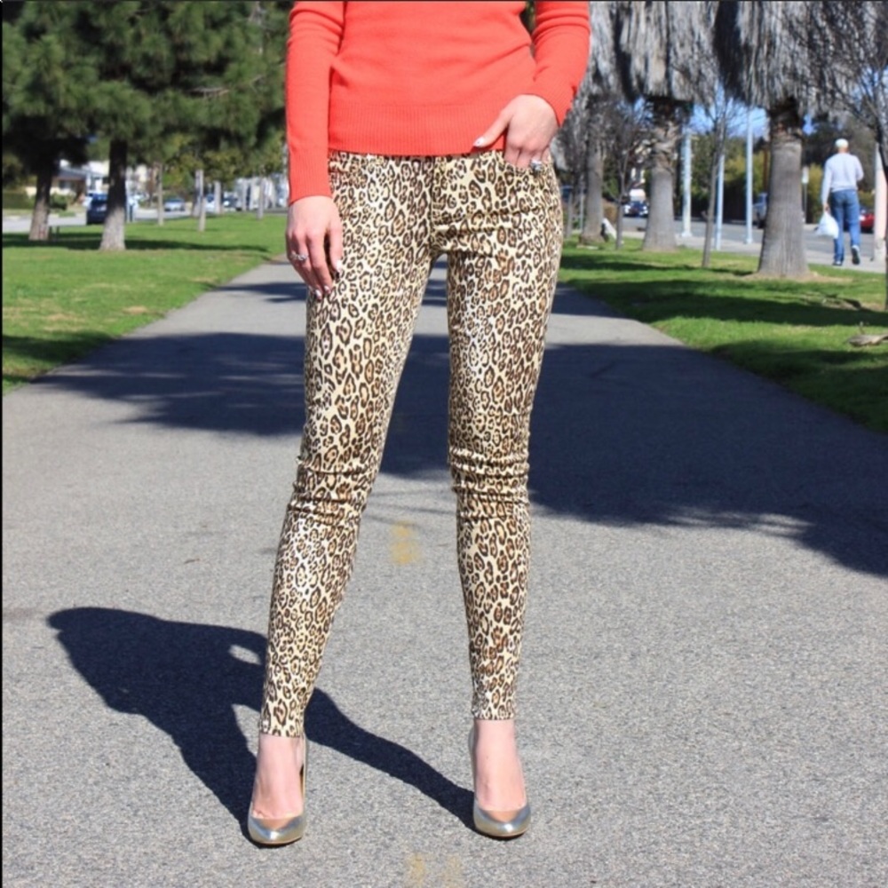 - 7 for All Mankind Sz 24 Leopard Print Skinny Jeans! NEW!